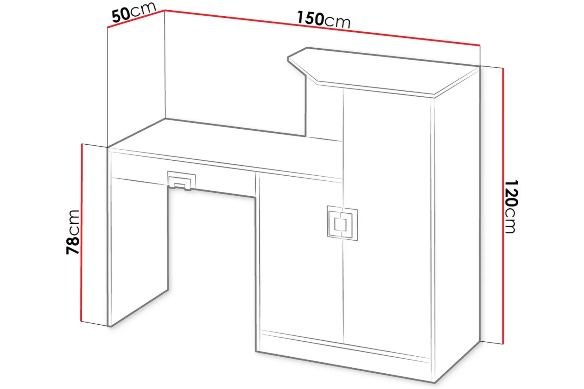 Klacksberg Skrivbord 150 cm med Förvaring Låda + Skåp