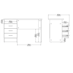 Klintberg Skrivbord med 3 lådor 120x48x73 cm