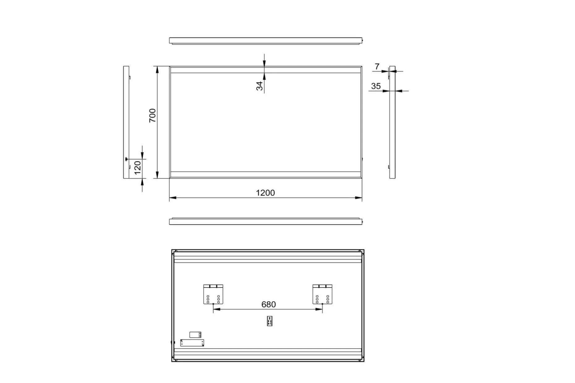 Knutby Badrumsspegel 120x70 cm LED-belysning