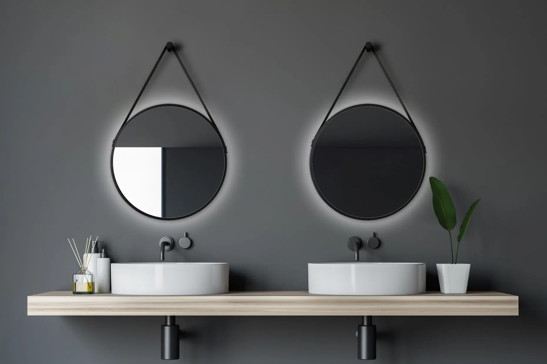Knutby Spegel 50x50 cm Rund LED-belysning