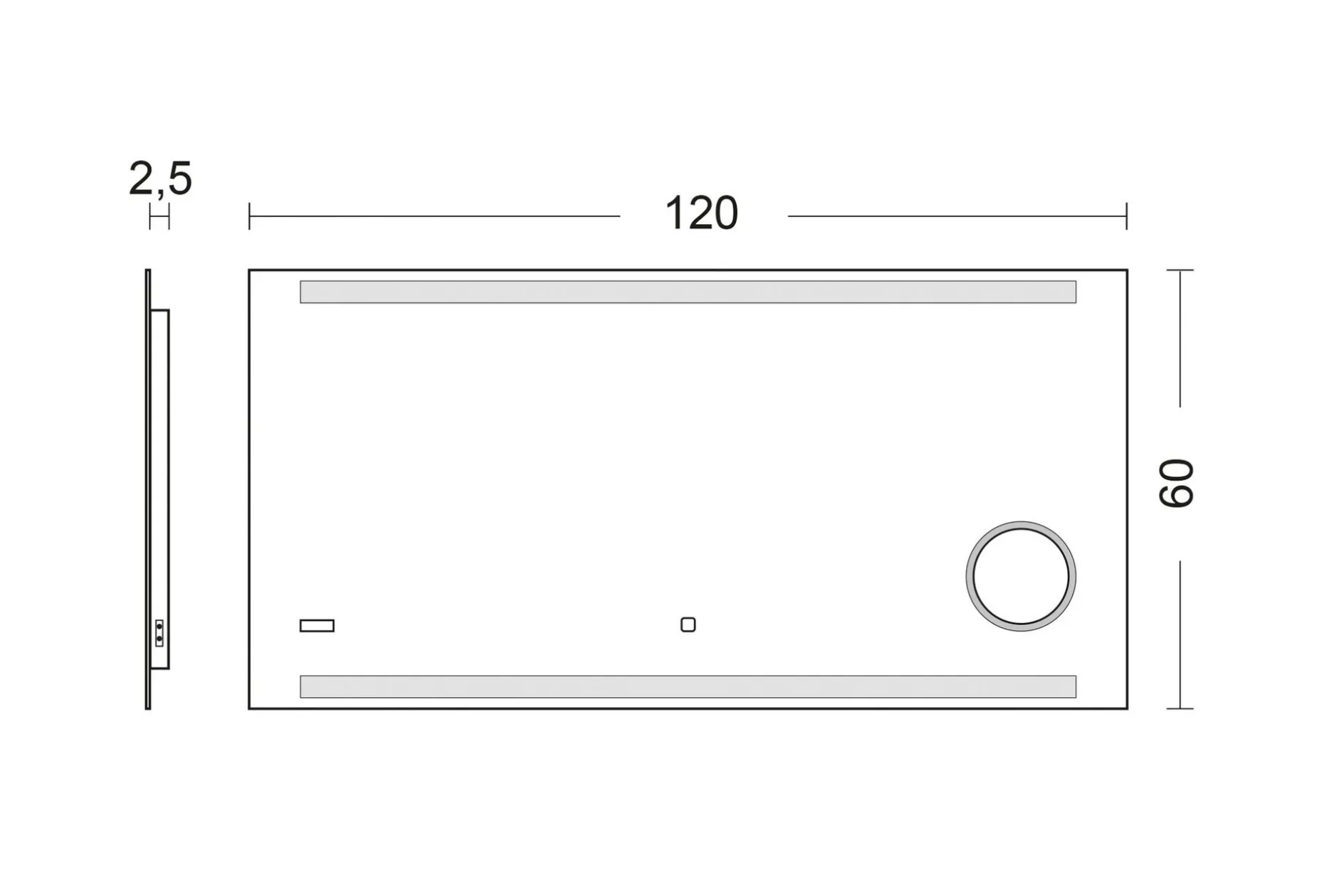 Kolerud Badrumsspegel 60 cm LED-belysning