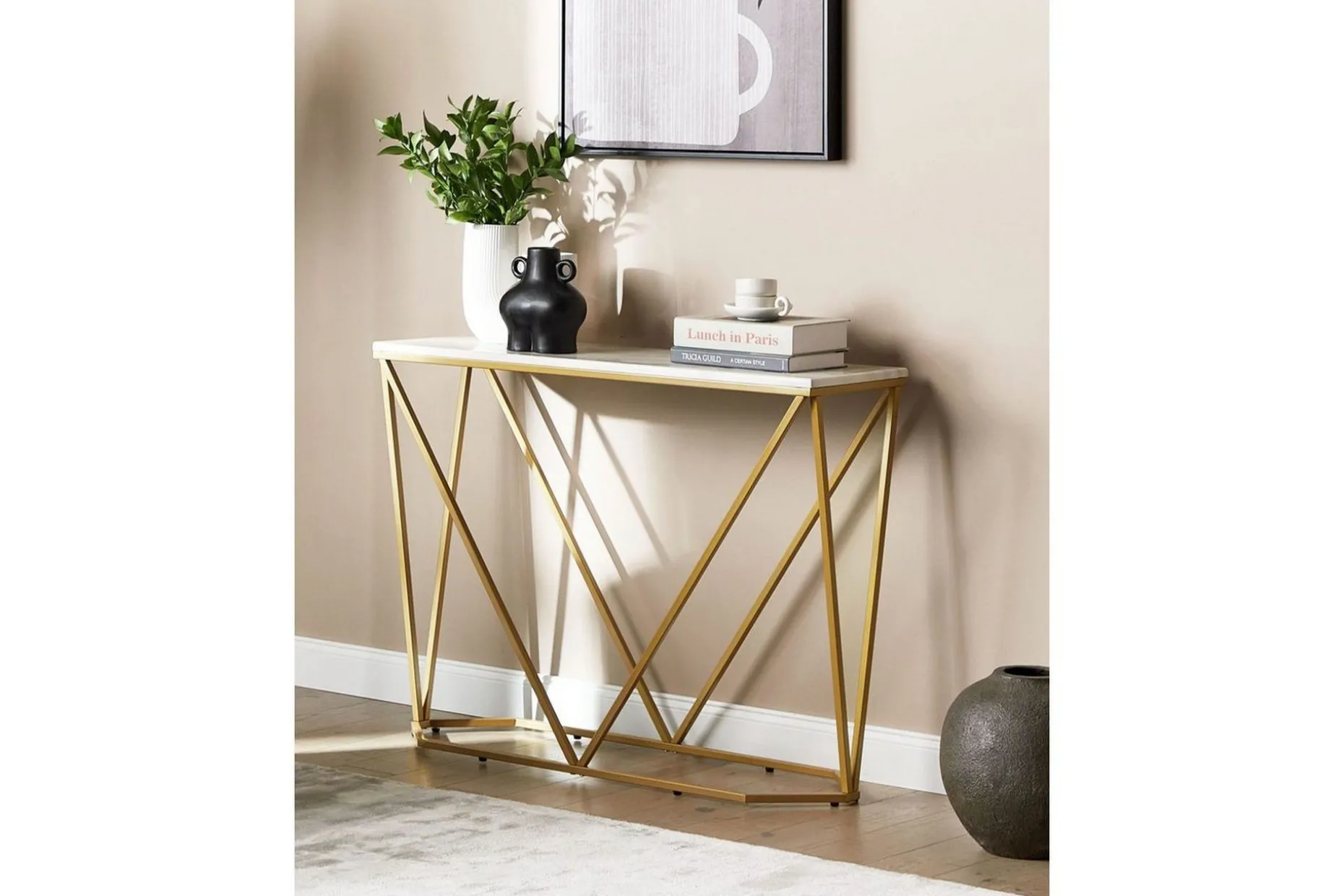 Konsolbord Hazen Vitt, guld