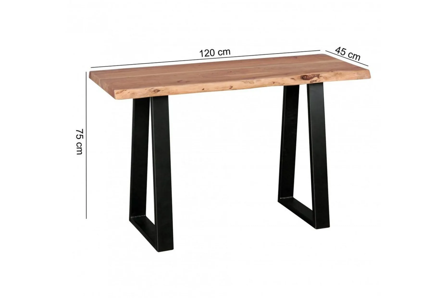 Konsolbord Wohnling Gaya massivt trä lantlig stil med träd kant