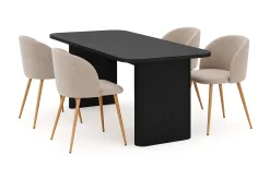 Kopparbo Matbord 180-240 cm Förlängningsbart med 4 Greya Matstolar med armstöd