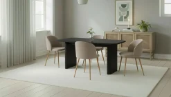 Kopparbo Matbord 180-240 cm Förlängningsbart med 4 Greya Matstolar med armstöd