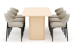 Kopparbo Matbord 180-240 cm Förlängningsbart med 6 Sawako Stolar