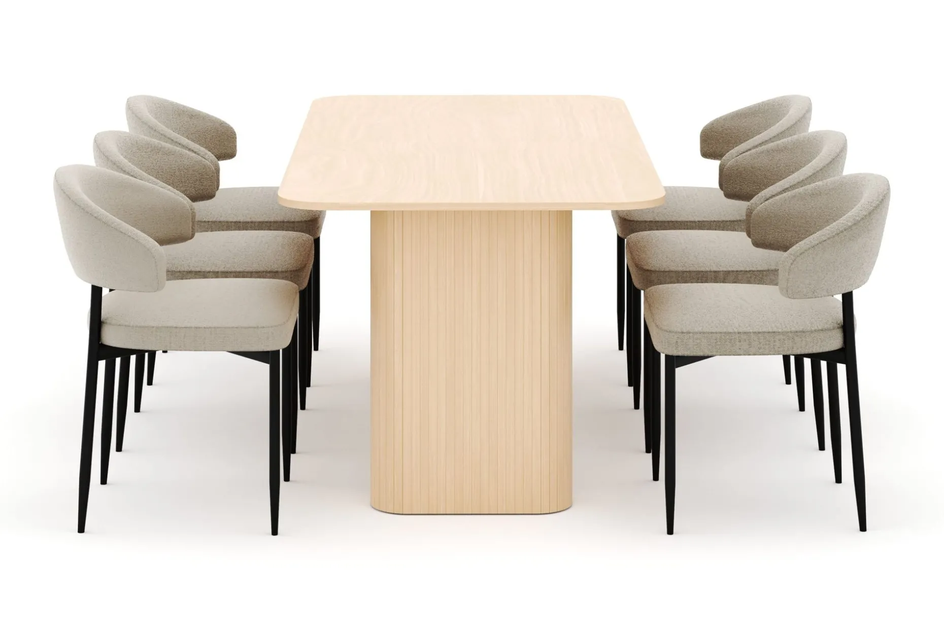 Kopparbo Matbord 180-240 cm Förlängningsbart med 6 Sawako Stolar