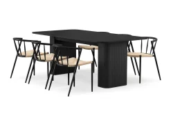 Kopparbo Matbord 200-260 cm Förlängningsbart med 6 Winston Matstolar