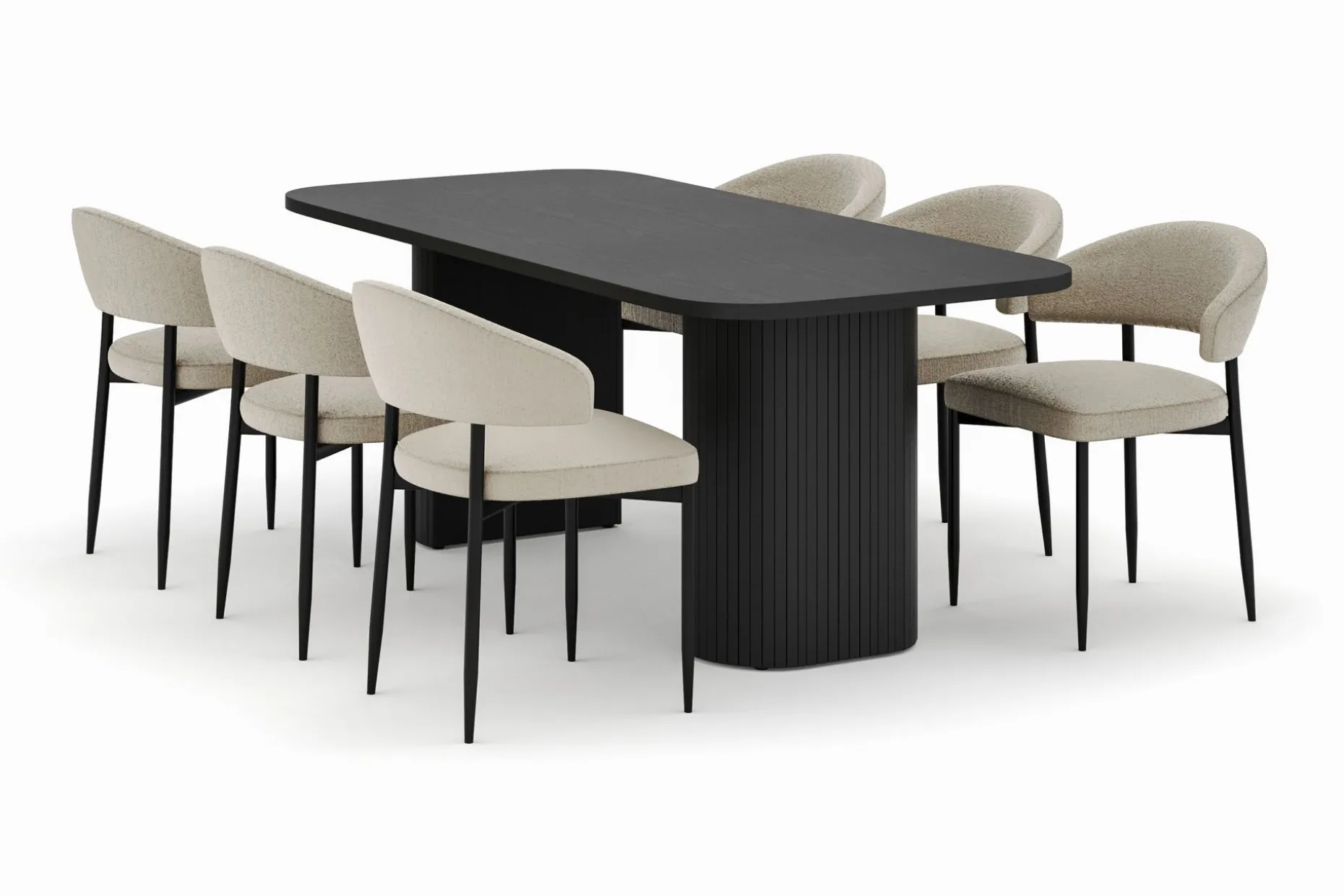Kopparbo Matbord 200 cm med 6 Sawako Stolar