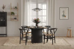 Kopparbo Runt Matbord 130 cm Förlängningsbar med illäggsskiva