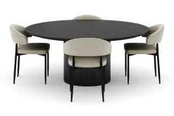 Kopparbo Runt Stort Matbord 180 cm med 4 Sawako Stolar