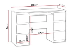 Kubana Skrivbord 130 cm med Förvaring Lådor