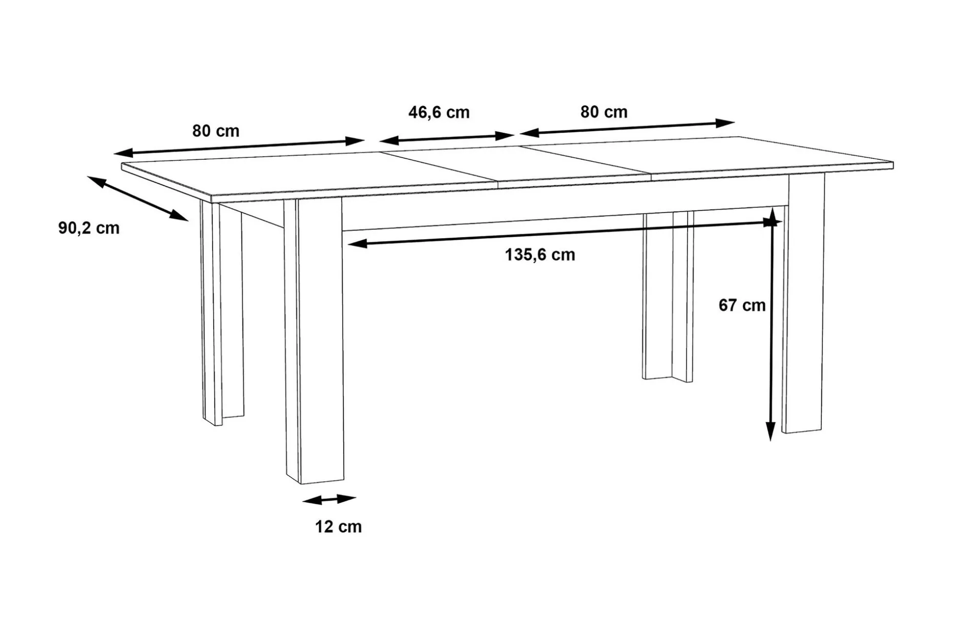 Kulatas Förlängningsbart Matbord 160 cm