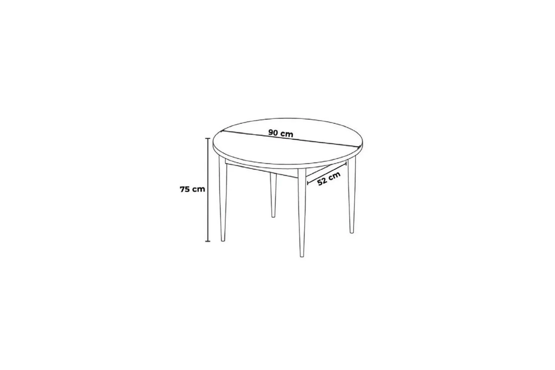 Kummer Matbord 90 cm Rund