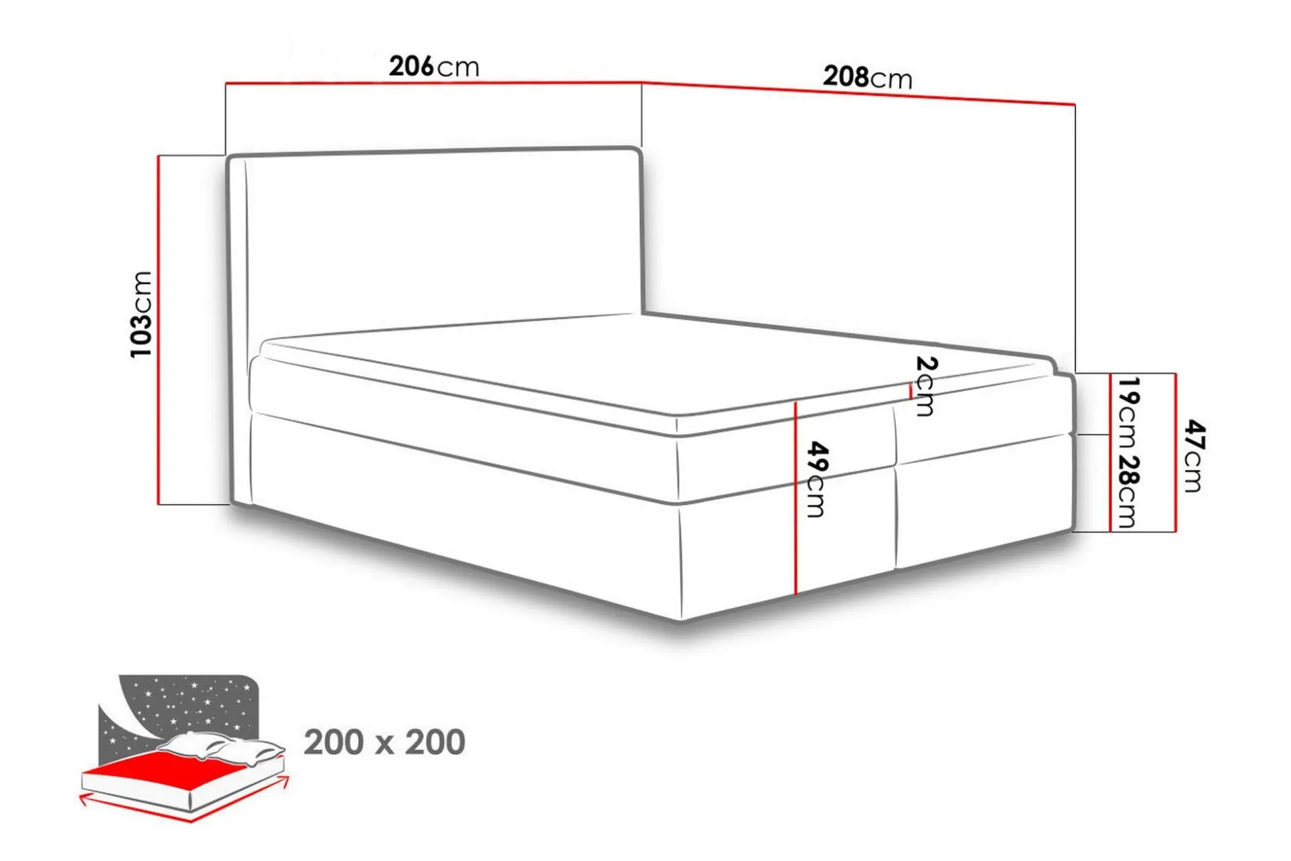 Laargard / Cosmo Sängpaket Kontinentalsäng 200x200 cm
