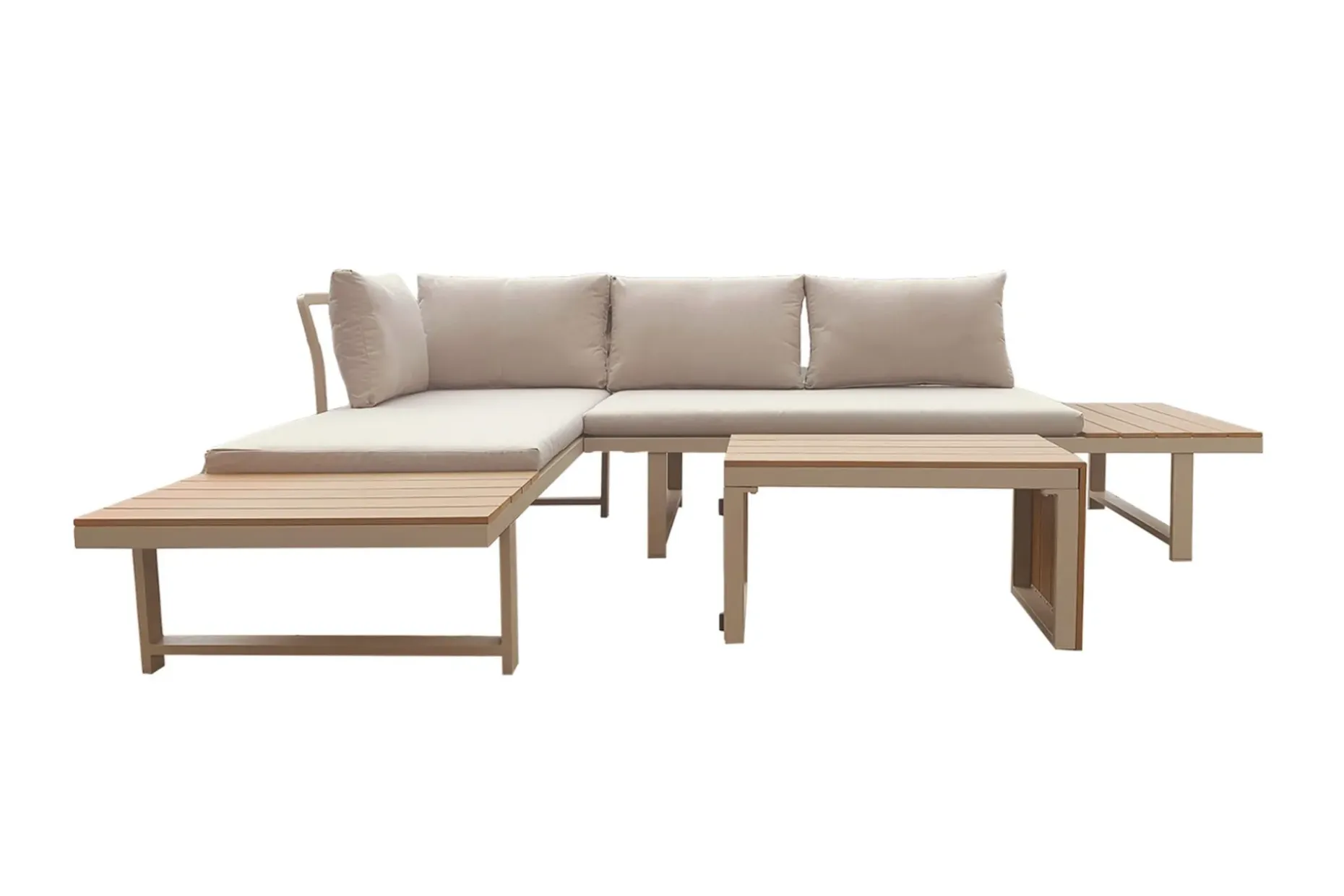 Lainelle 4-sits Soffgrupp för altan och terrass med beige dynor