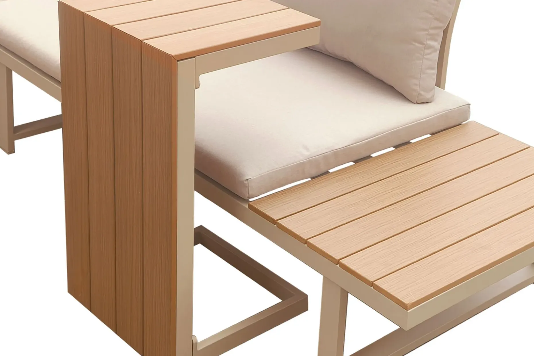 Lainelle 4-sits Soffgrupp för altan och terrass med beige dynor