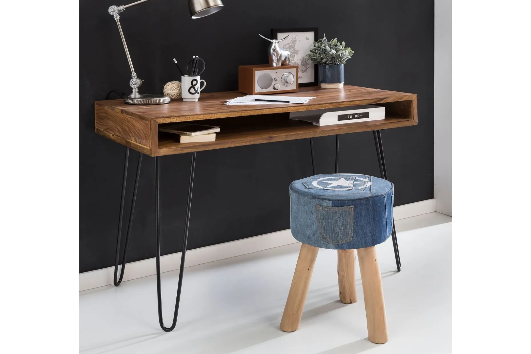 Langner Skrivbord 110 cm med Förvaring Hylla