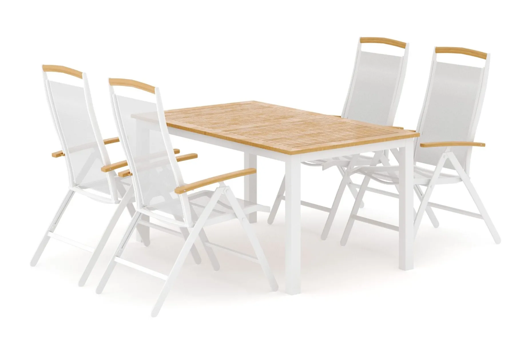 Las Vegas utomhus matgrupp förlängningsbart 152-210x90 cm med 4 Las Vegas positionsstolar