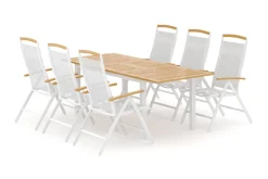 Las Vegas utomhus matgrupp förlängningsbart 152-210x90 cm med 6 Las Vegas positionsstolar