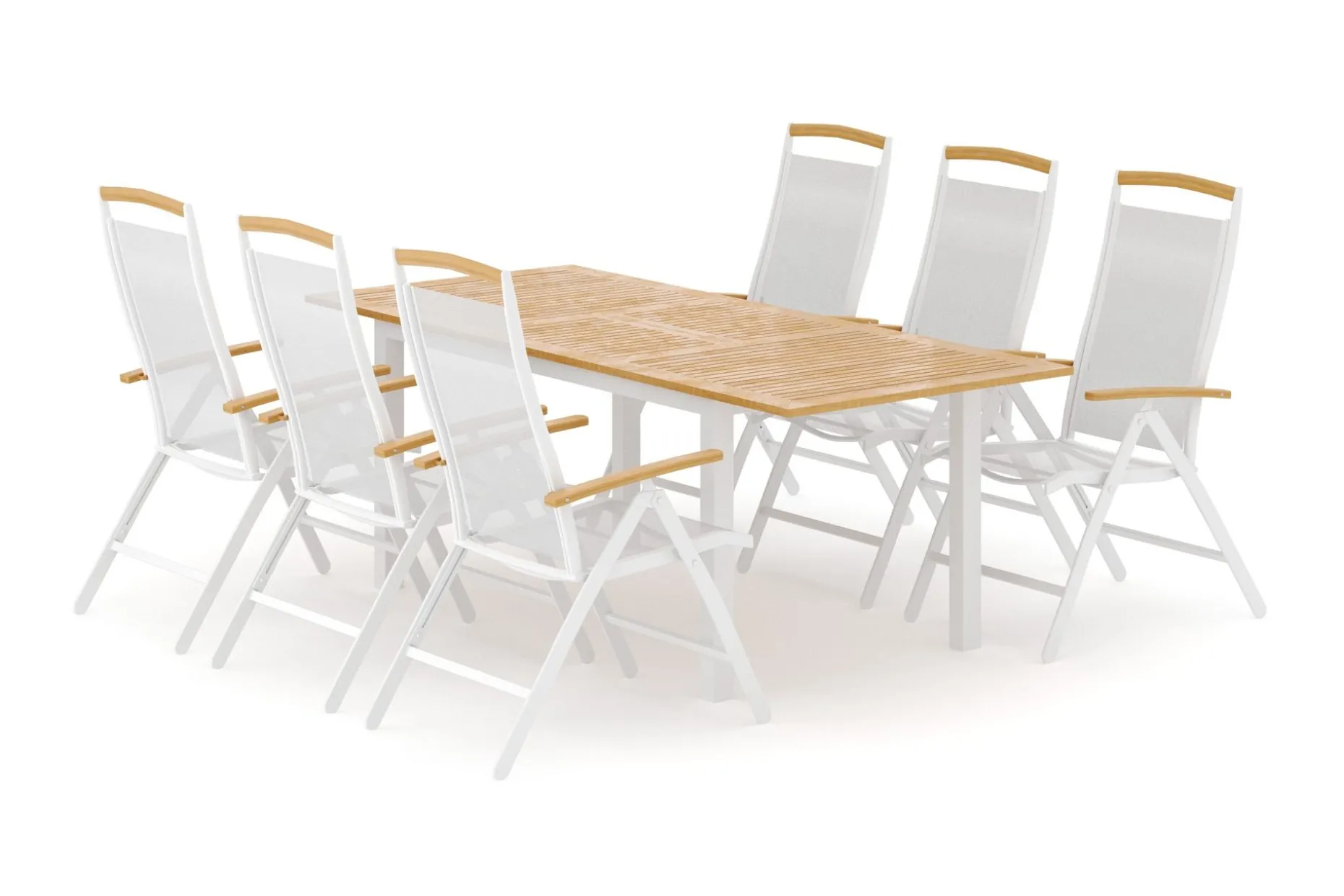 Las Vegas utomhus matgrupp förlängningsbart 152-210x90 cm med 6 Las Vegas positionsstolar