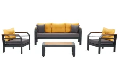 Lassento Caféset 197 cm + 3-sits Utesoffa + 2 Utefåtöljer