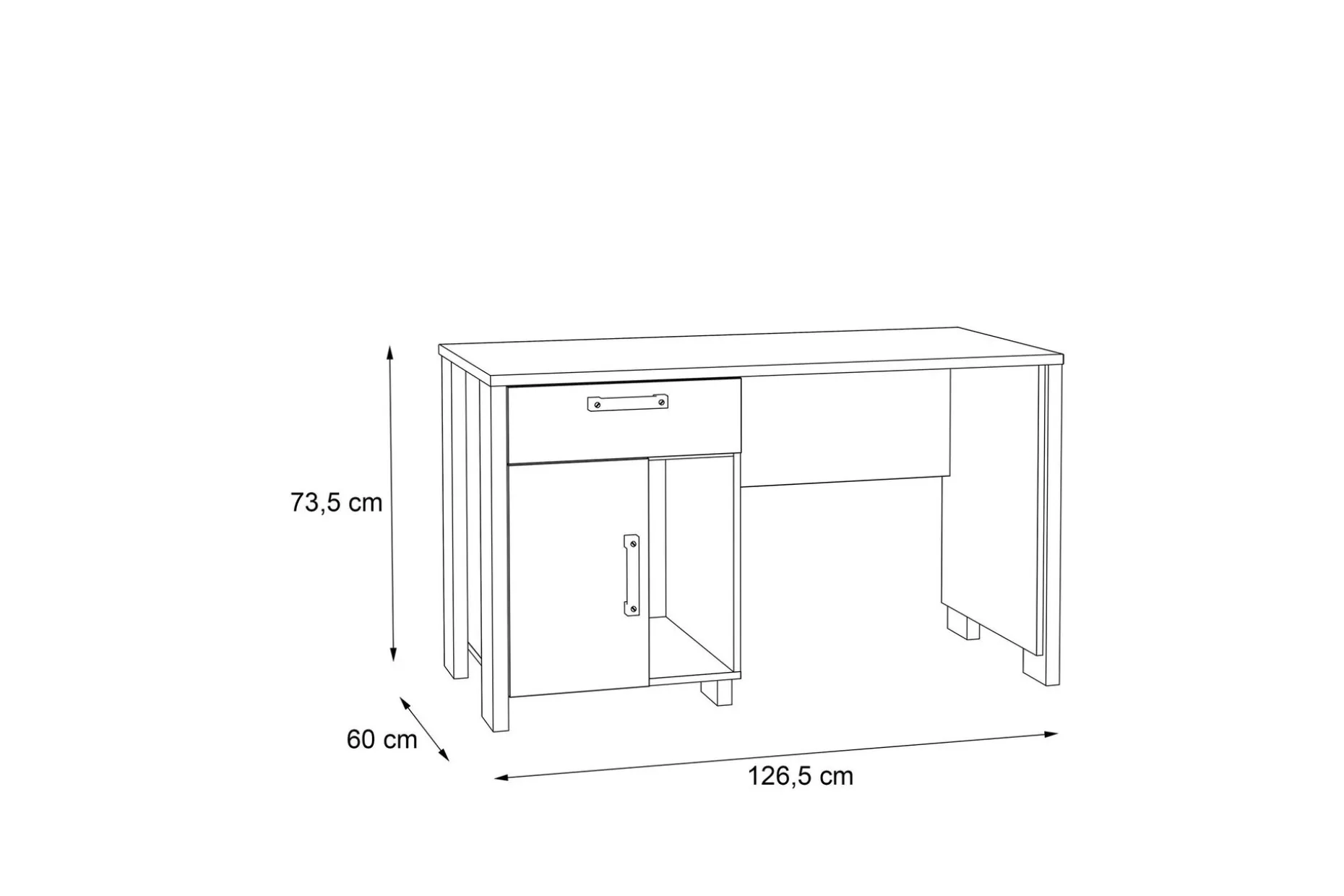 Lazarius Skrivbord 155 cm med Förvaring Skåp + Låda + Hylla