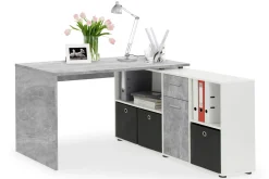 Lexo Hörnskrivbord 136 cm med Justerbar Hylla