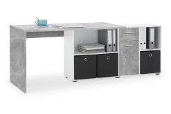 Lexo Hörnskrivbord 136 cm med Justerbar Hylla