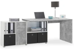 Lexo Hörnskrivbord 136 cm med Justerbar Hylla