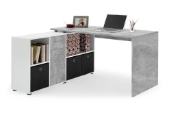 Lexo Hörnskrivbord 136 cm med Justerbar Hylla