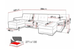 Listowel 4-sits Hörnbäddsoffa