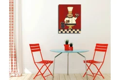 Liten Canvastavla 30x40 cm - Glad kock med en bricka fylld av mat och dryck