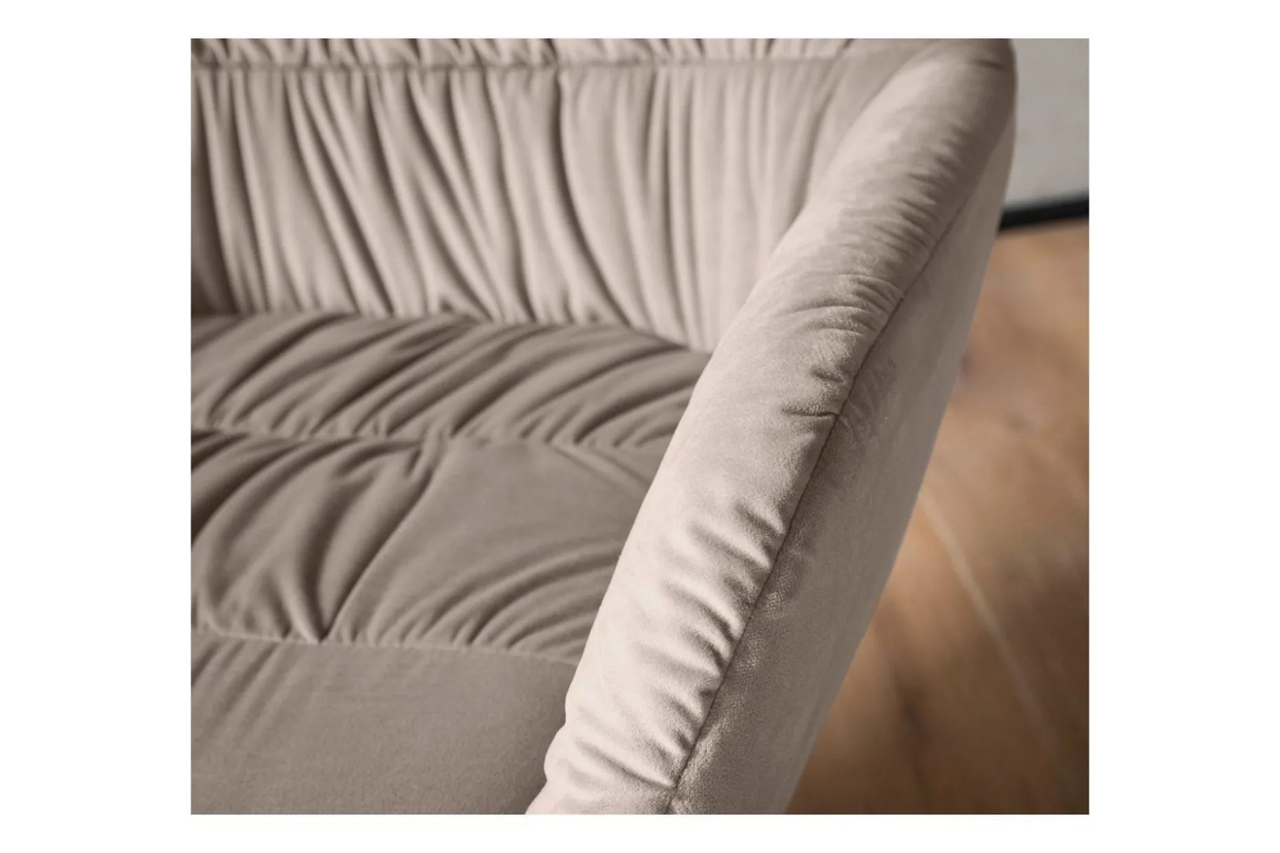 Lounge & Cocktailstol Wohnling mysig sammet klädd, med armstöd, modern stil Beige