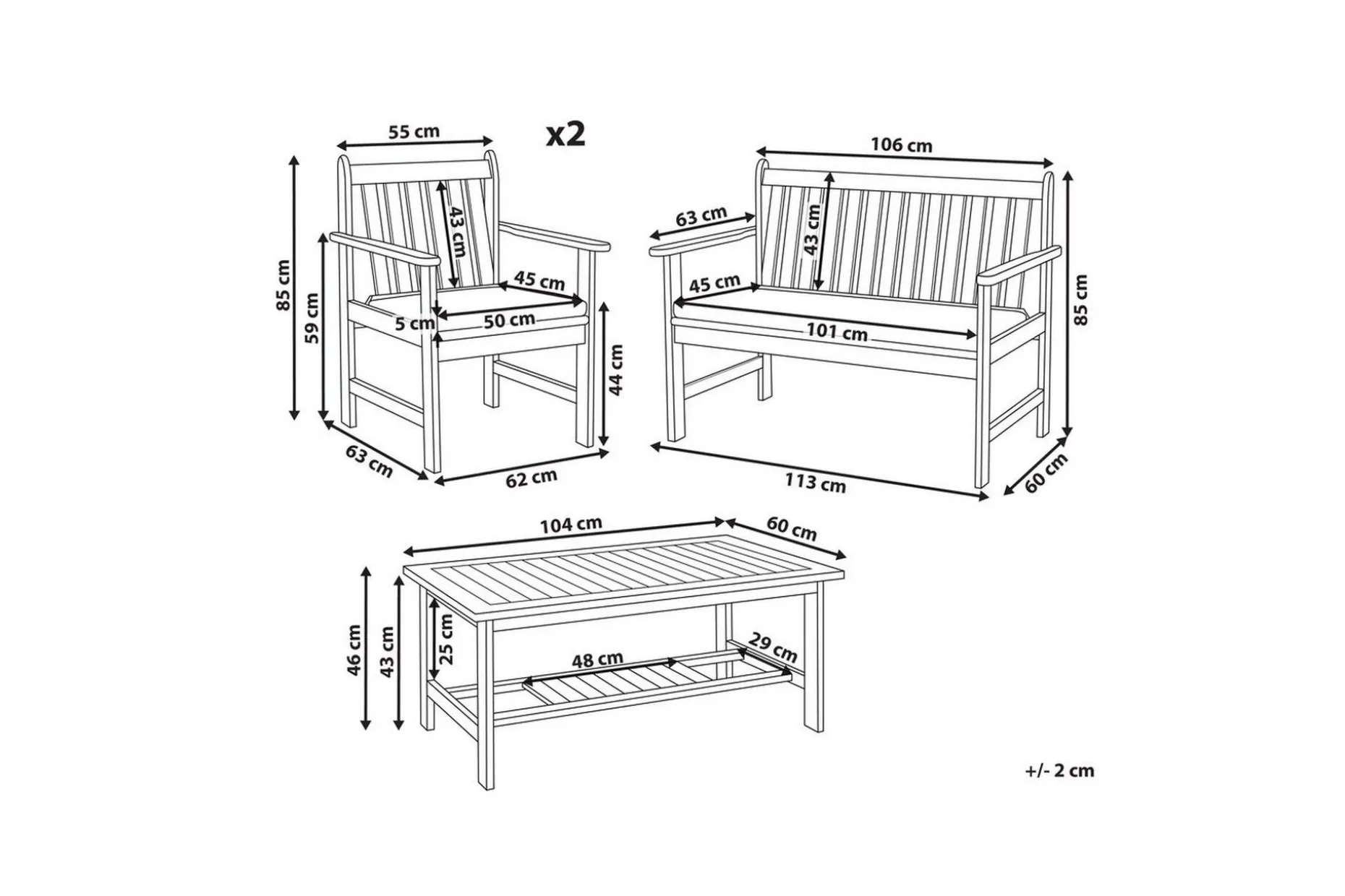 Loungegrupp med bord Altidona