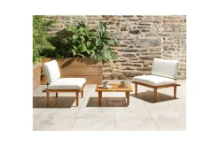 Loungegrupp med bord Frascati Vit/ljust trä, 2-Sits