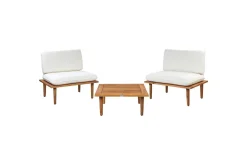 Loungegrupp med bord Frascati Vit/ljust trä, 2-Sits