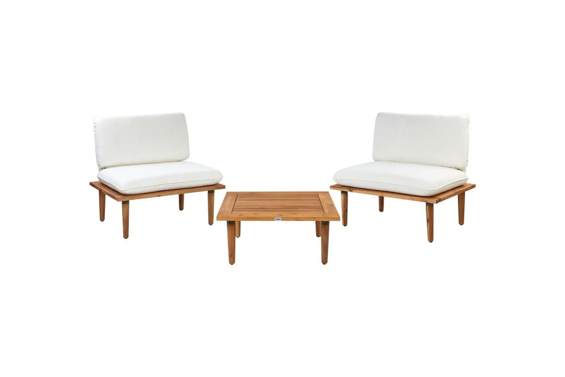 Loungegrupp med bord Frascati Vit/ljust trä, 2-Sits