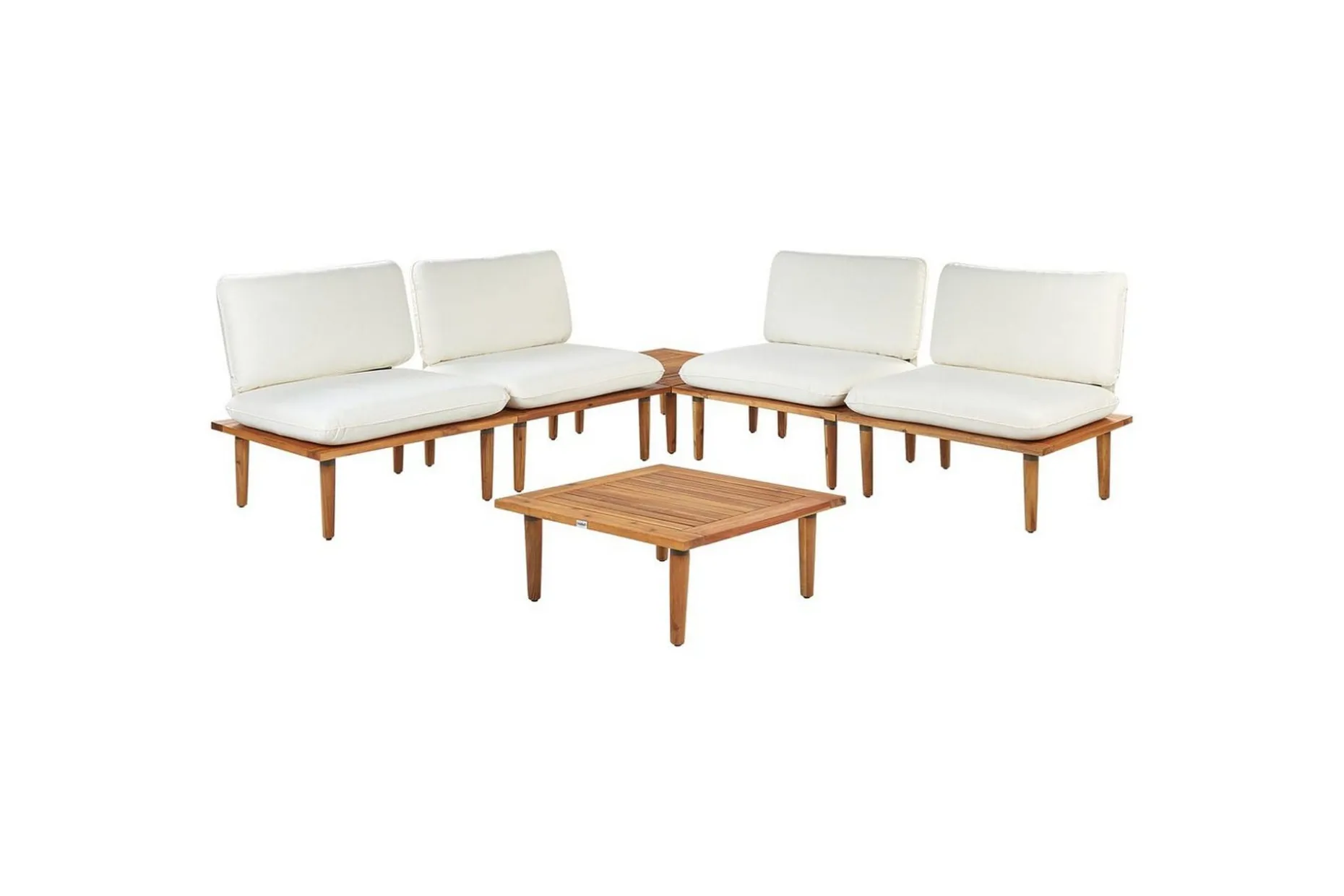 Loungegrupp med bord Frascati Vit/ljust trä, 4-Sits