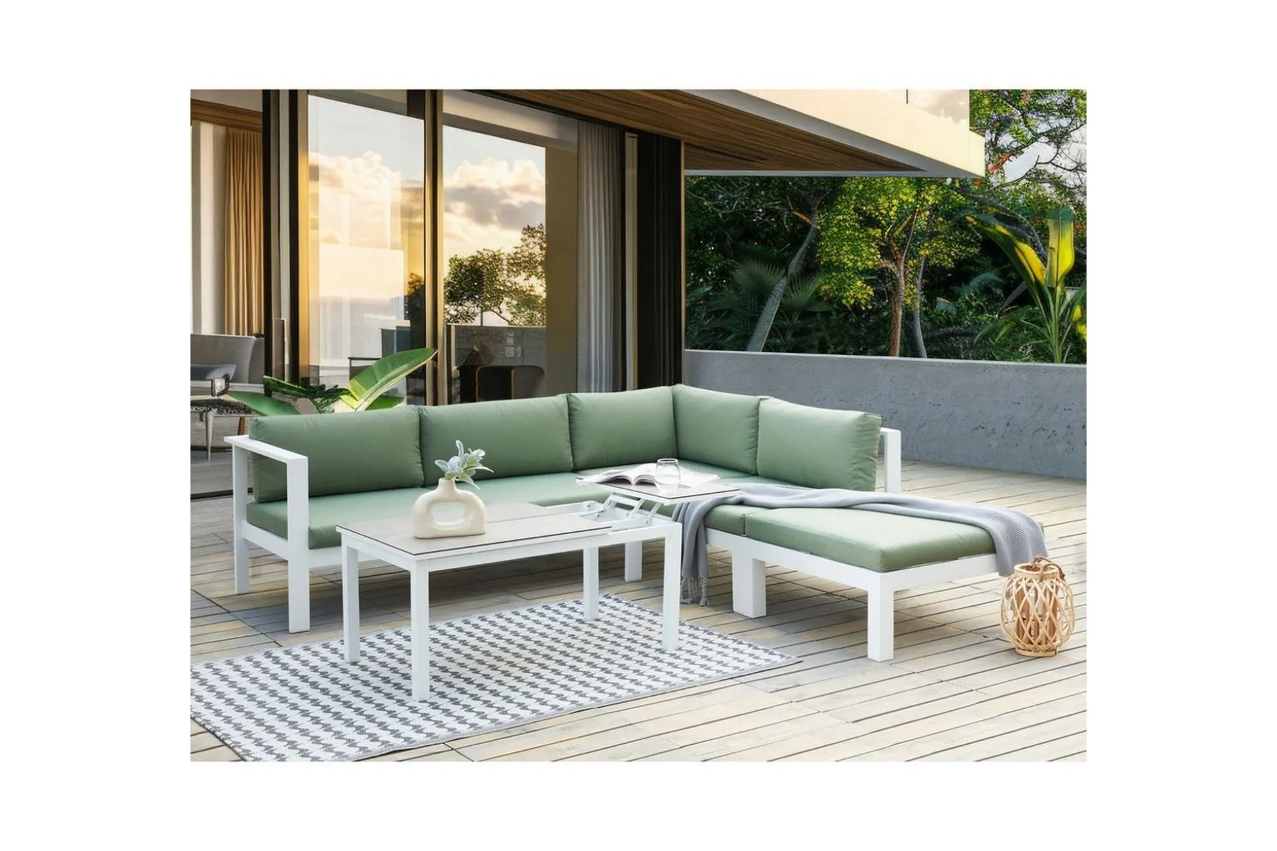 Loungegrupp 5-sits Messina Grön/vit/grå