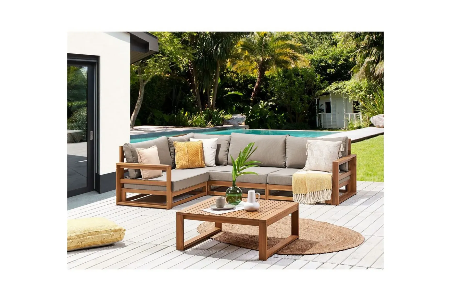 Loungegrupp Timor Ljus trä/beige, Ja, Högervänd