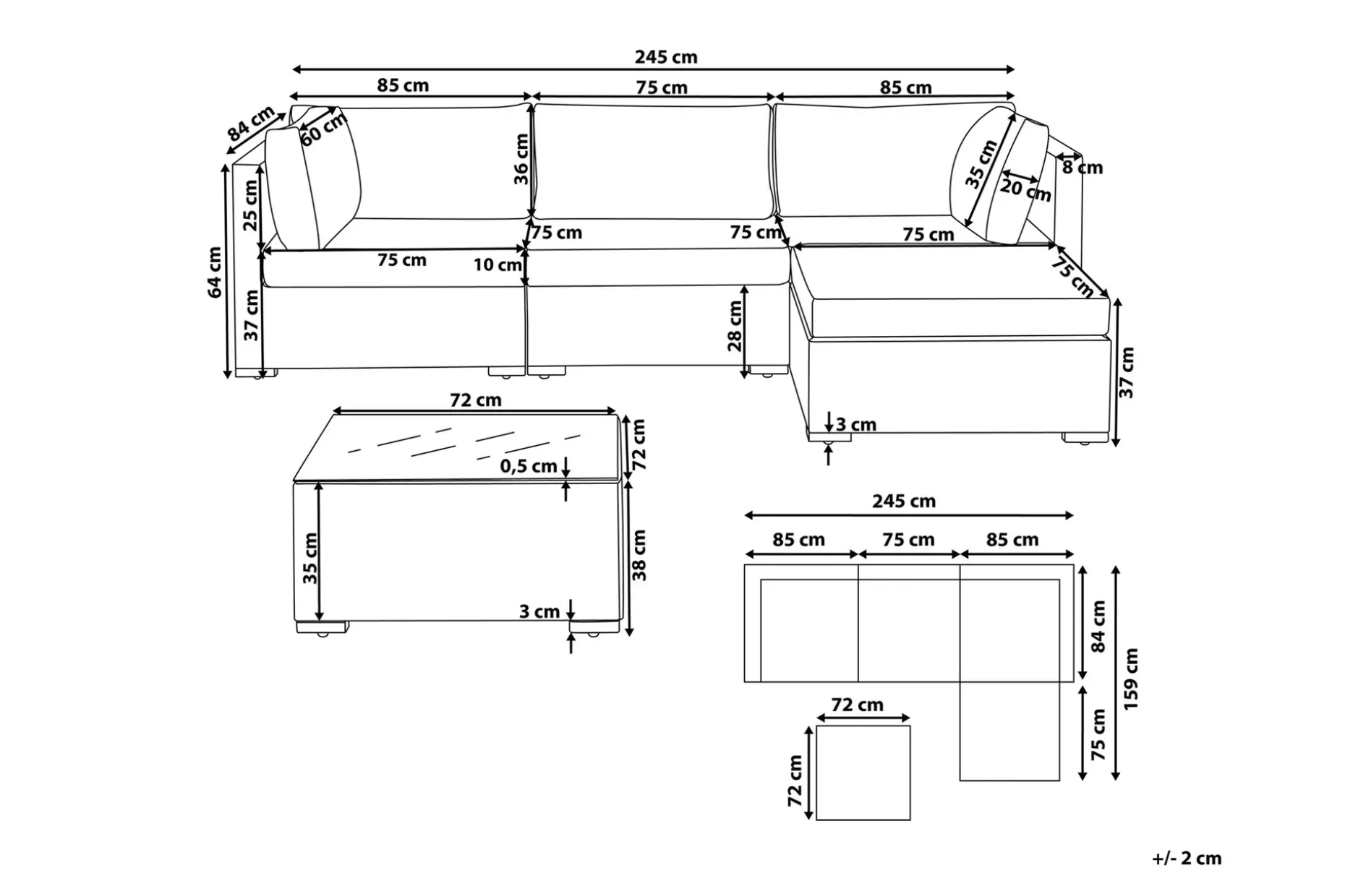 Loungegrupp Utomhus Sano Ii 245 cm