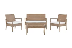 Loungegrupp Utomhus 4-sits konstrotting ljusbrun MARSALA