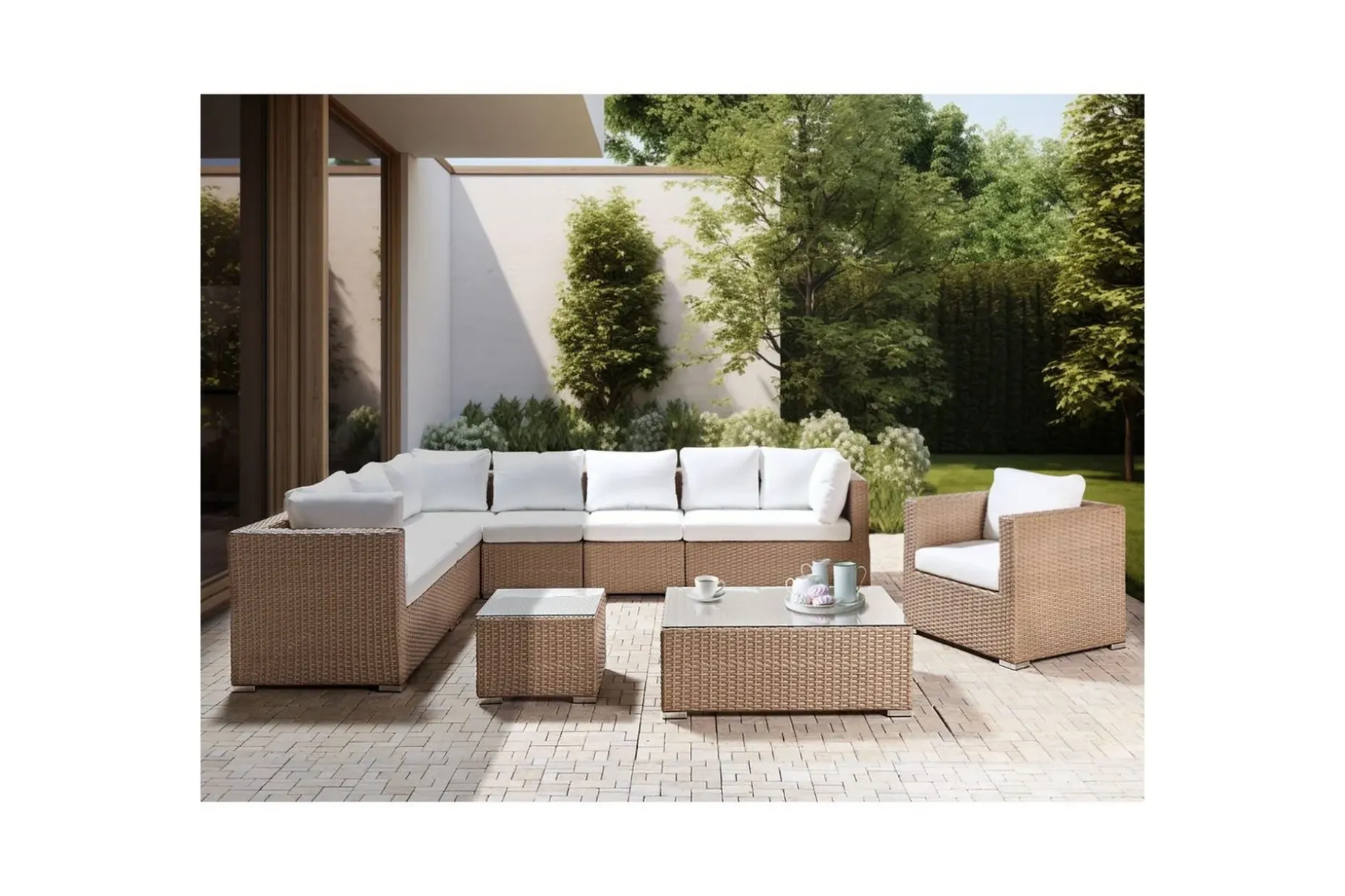 Loungegrupp XXL Beige/vit