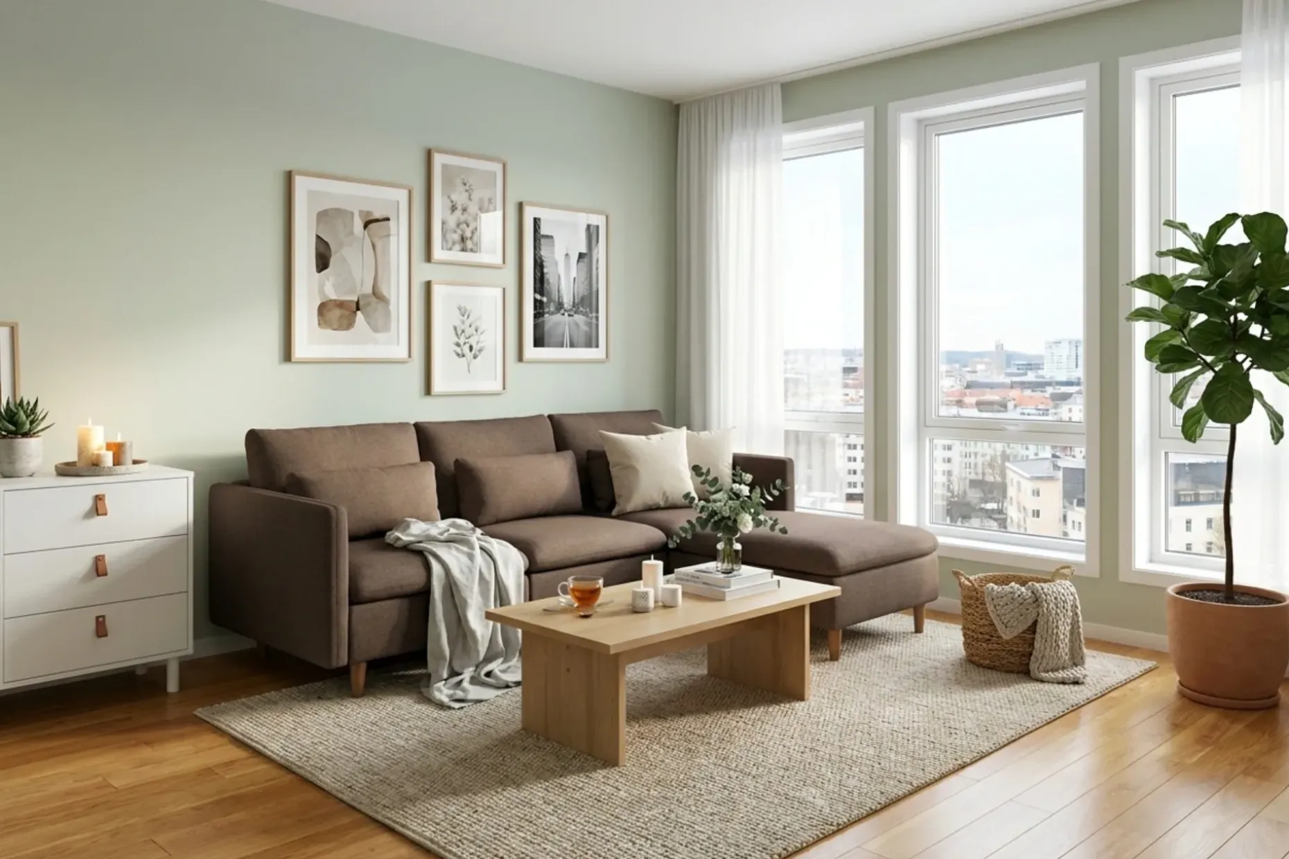 Lovis 3-sits Soffa med vändbar Divan i tyg