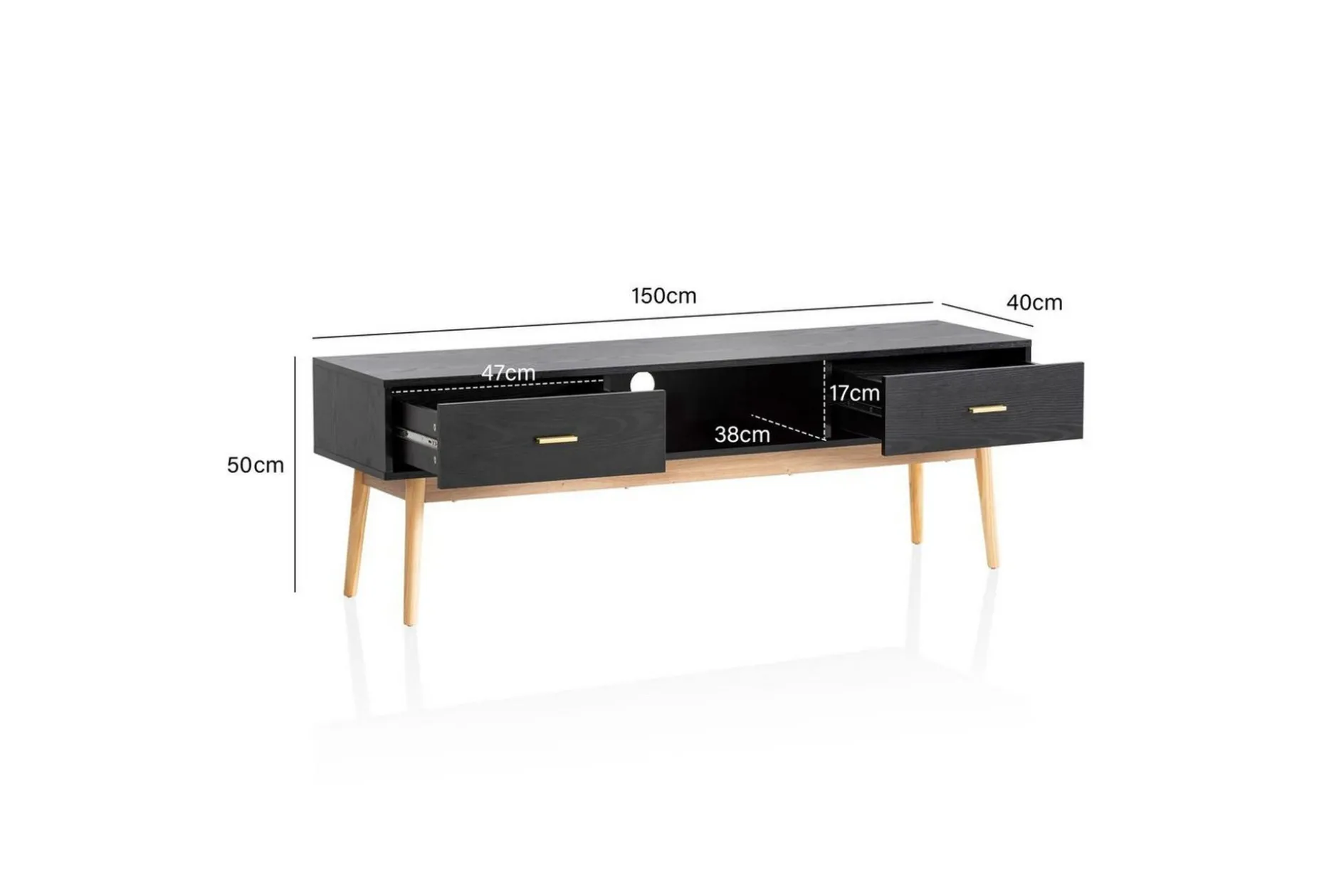 Lowboard Wohnling Ek folierad 2 lådor modern med förvaring modern