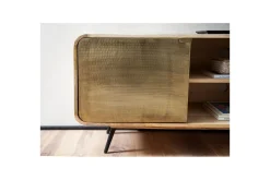 Lowboard Wohnling Massivt trä med 2 metall dörrar förvaringsbrickor industriell