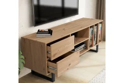 Lowboard Wohnling modernt spånskiva, 2 lådor, förvaringsbrickor, metallben, modern stil Ek