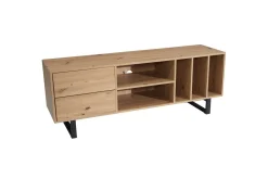 Lowboard Wohnling modernt spånskiva, 2 lådor, förvaringsbrickor, metallben, modern stil Ek