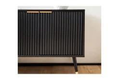 Lowboard Wohnling Spånskiva Svart Folierad med 2 Dörrar Modern Ek med Metallben